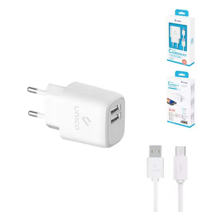 Unico HC1744 Cargador de hogar dual U con cable MICRO 2.4A - 1