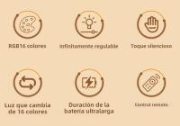 Lámpara De Noche Recargable RGB Para La Cama Con Control Remoto Y Batería De Longa Vida LED Para Decoración De Escritorio Y Dormitorio - details 1