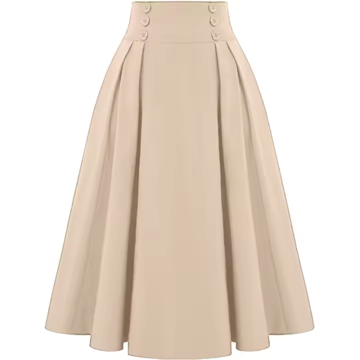 ZANZEA Falda Larga Sólida Para Mujer Vintage Cintura Alta Plisada Estilo Verano Primavera A-line Con Botones Maxi Faldas Formales Polyester - 1