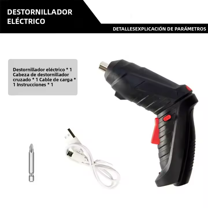 Destornillador Eléctrico Recargable 3.6V Herramienta Eléctrica Portátil Para El Hogar Con Iluminación LED Set De Destornilladores Poderoso Torque Máximo 3.5Nm Velocidad Sin Carga 2800rpm - 1