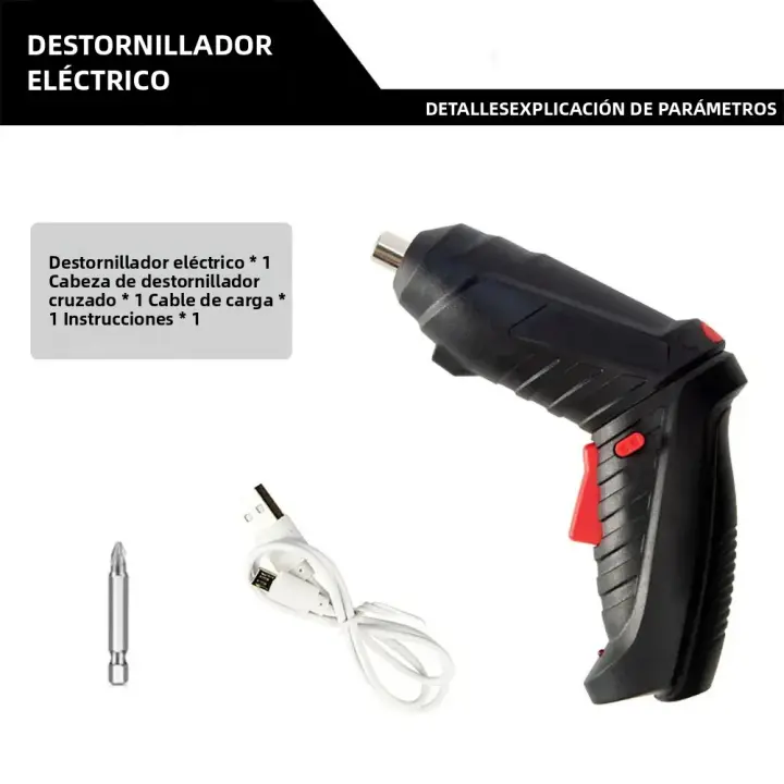 Destornillador Eléctrico Recargable 3.6V Herramienta Eléctrica Portátil Para El Hogar Con Iluminación LED Set De Destornilladores Poderoso Torque Máximo 3.5Nm Velocidad Sin Carga 2800rpm - 1