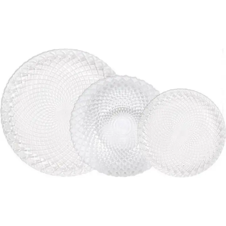 ARISE SHOP-VAJILLA COMPLETA DE 18 PIEZAS DE VIDRIO DIAMOND LA MEDITERRÁNEA,Juego de Vajilla completa de 18 piezas de vidrio con diseño en relieve - 1
