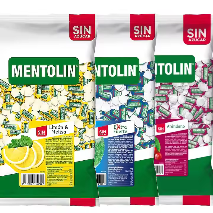 MENTOLIN PACK 3 Kg caramelos sin azúcar para la tos Limón Melisa & Extra Fuerte & Arandano - 1