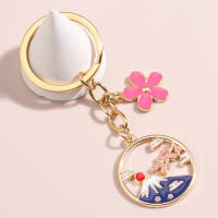 Llavero De Enamel Con Diseño De Montaña Fuji Y Sakura Japón Llavero De Flor Para Mujeres Y Hombres Souvenir DIY Joyería Hecha a Mano - details 1