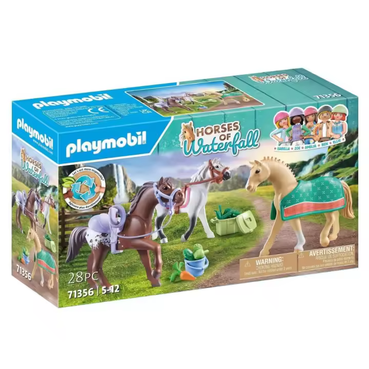 PLAYMOBIL (71356) Tres caballos con sillas, Morgan, Quarter Horse y Shagya Arabian, HORSES OF WATERFALL - 1