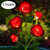 Lámparas Solares De Jardín Con Forma De Rosa 5 Cabezas Decorativas Para Patio Y Yarda Iluminación Exterior LED De Batería Recargable - details 7