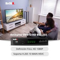 Receptor TDT2 HD BSL-255  Alta Definición  FULL HD 1080P  Soporta H.265 10 MAIN HEVC   Display Digital y Mando a distancia  Entrada Scart  , USB y HDMI - details 0