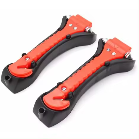 Cortador de cinturón de seguridad de 2 piezas, martillo de seguridad para automóvil, martillo de emergencia, interruptor de cinturón de seguridad 2 en 1 y interruptor de ventana de emergencia, herramientas de seguridad esenciales para automóviles - 1