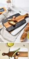 Tablero De Cortar De Madera De Mármoles 1Pc Rectangular Negro Para Queso Carne Fruta Pan Herramientas De Cocina Al Aire Libre - details 0