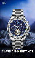 Reloj De Pulsera Mecánico Para Hombre GLENAW Calendario Completo Fase De La Luna Acero Inoxidable Luminoso Negro Resistente Al Choque Y a Agua Caja De Cuero - details 0