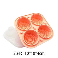 Molde De Hielo En Forma De Rosa 3D Con 4 Agujeros Molde De Silicona Para Cubitos De Hielo Y Balones Herramientas De Cocina Para El Bar - details 0