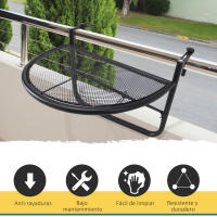 Outsunny Mesa Colgante de Balcón Semicircular 60x45x50 cm Ajustable en Altura Simple y Conveniente para Barandilla de Balcón Terraza Patio - details 6