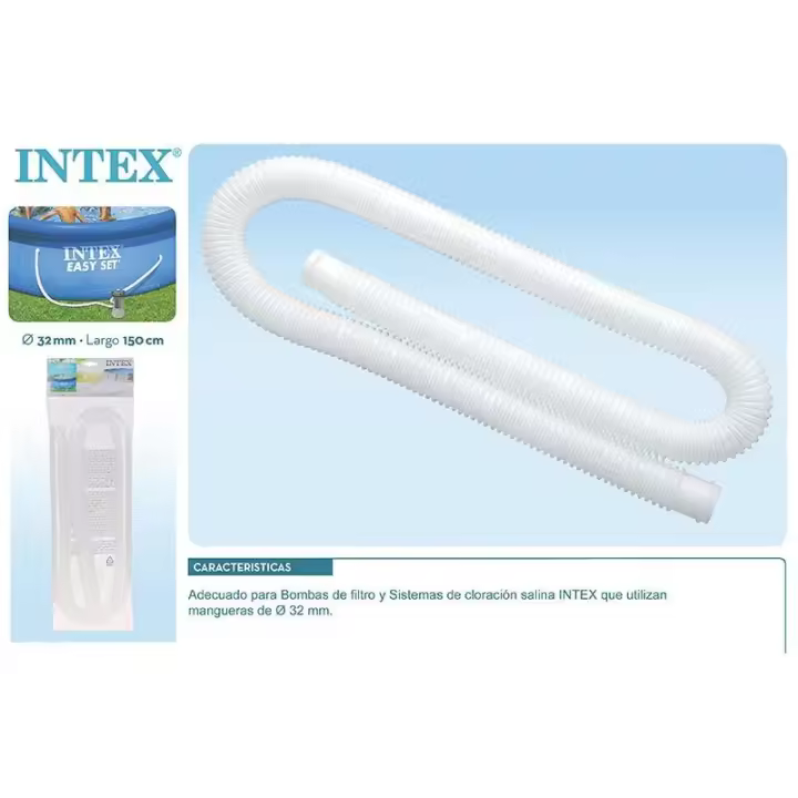Manguera Piscina a Depuradora Blanca 1,5m Conexiones de 32 mm - Manguera Intex 1,5 M Conexiones De 32 Mm - 1