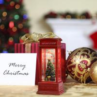 Decoraciones De Navidad Para Escritorio Teléfono Booth Iluminado Con Luces De Viento Y Cristal Regalos De Figuras Y Miniaturas Modernas - details 2