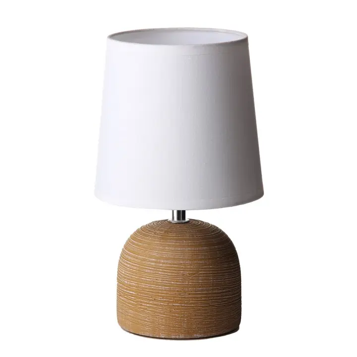 Lola Home Lámpara de mesita de noche de cerámica beige de 16x27 cm - 1