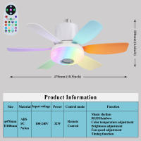 Pequeño VENTILADOR DE Techo de 18,5 pulgadas with Luz LED regulable, altavoz Bluetooth, 3 Colores, 3 Modos RGB, 3 velmode, E26 de Rosca, para dormitorio y Cocina. - details 4