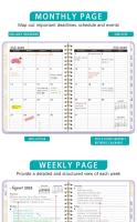 Agenda 2025 en inglés, cuaderno A5 con espiral, planificador semanal, calendario y registro de trabajo - details 1