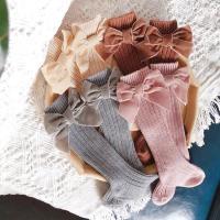 Calcetines De Pierna Alta Para Bebés Niñas Otoño Invierno Algodón Con Gran Lazo Calcetines Calientes Solids Para Niñas De 0 a 5 Años - details 7
