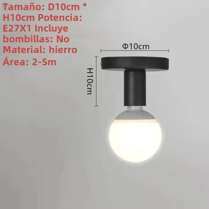 Lámpara De Techo Negra Minimalista E27 Estilo Nórdico Retro Para Decoración De Sala De Estar Dormitorio Baño Cocina Pasillo Y Balcones - 1