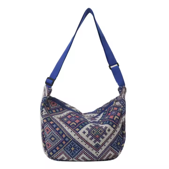 Bolso De Hombro Grande Para Mujer En Lona Estilo Nacional Bolsa De Mano Universitaria Bolsa De Mancuerna Bolsa De Underarm - 1