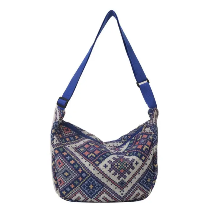 Bolso De Hombro Grande Para Mujer En Lona Estilo Nacional Bolsa De Mano Universitaria Bolsa De Mancuerna Bolsa De Underarm - 1