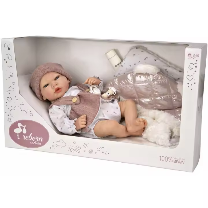 Muñecas Arias. Muñeca Reborn 40 cm Sandra Rosa con Manta - Arias 98160 - 1