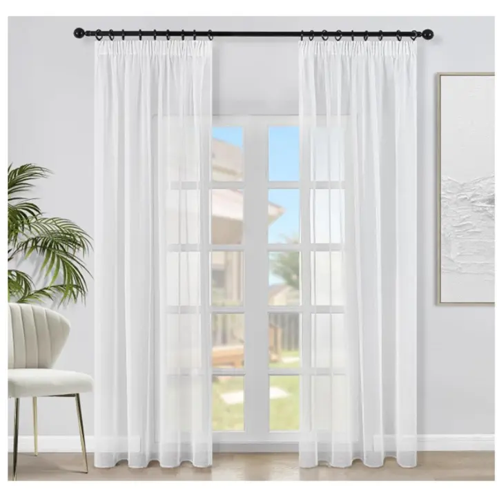 Visillos Rustica Topfinel, Salon Blancas 2 Piezas Cortinas dormitorios translucidas para riel Cortina Moderno 140x175cm para Oficina y la Cuarto de Juvenil - 1