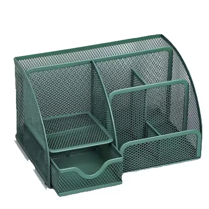 Estante de Almacenamiento de Libro con Cajones y Portalápices - Organizador de Oficina Multifunctional para Bolígrafos, Papelería y Suministros - 1