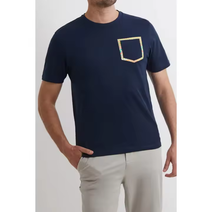 Camiseta Bolsillo Detalle Etnico Marino - 1