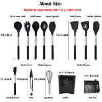 Juego De Utensilios De Cocina Ecológicos De Silicona No Adherente Con Mango De Acero Inoxidable Espátula Mezclador Para Huevo Y Cocina - details 0