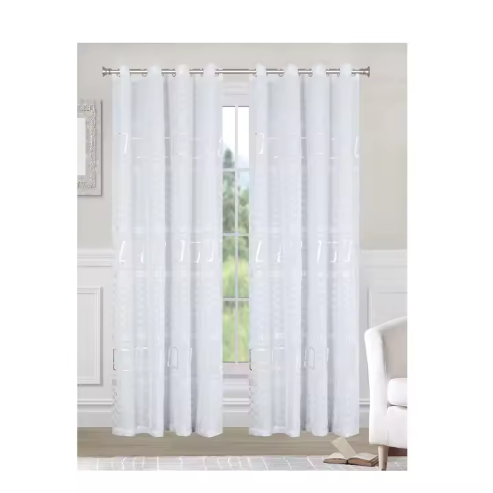 Cortina Estampada con hojas  Cortina Visillo Lisa Modernas para Ventanas de Salón Dormitorio Oficina, 100% Poliéster ,150x260cm ( 1 piezas) - 1