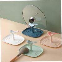Pan tapa titular de silicona multifuncional espátula cuchara estante cocina almacenamiento organizador soporte blanco - details 1