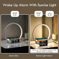 Lámpara de noche de 10 W, luz nocturna para dormitorio con despertador, lámpara táctil con cargador inalámbrico, luz de despertador, lámpara de noche regulable de 3 niveles, regalo de cumpleaños para ella, regalo para mamá, hija, novia - details 3