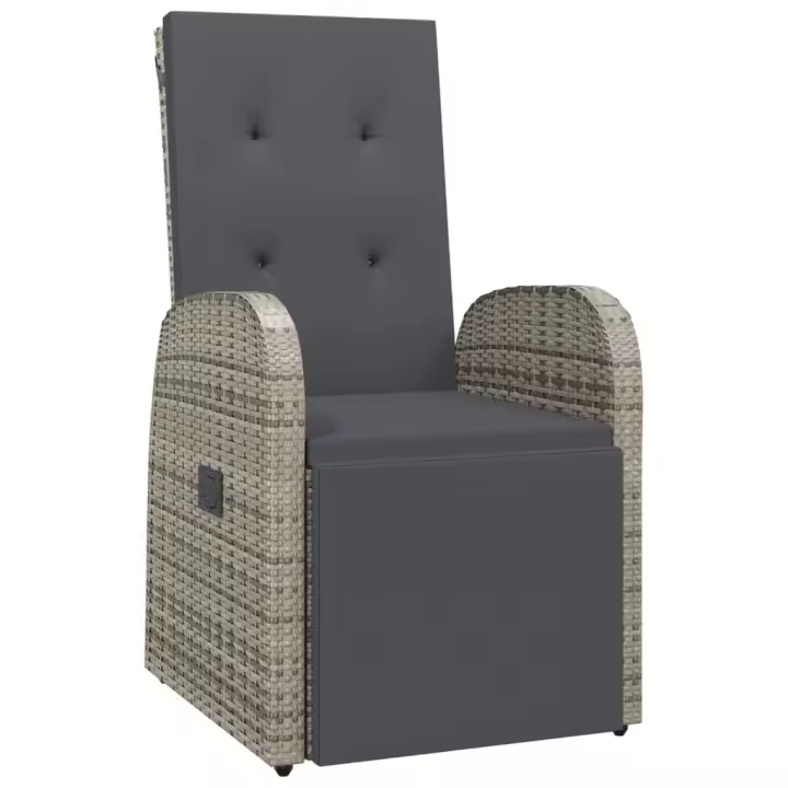 vidaXL Sillón reclinable de jardín con cojín ratán sintético - 1