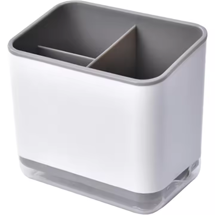 Portautensilios, portacubiertos, escurridor multifuncional de 3 compartimentos (gris) - 1