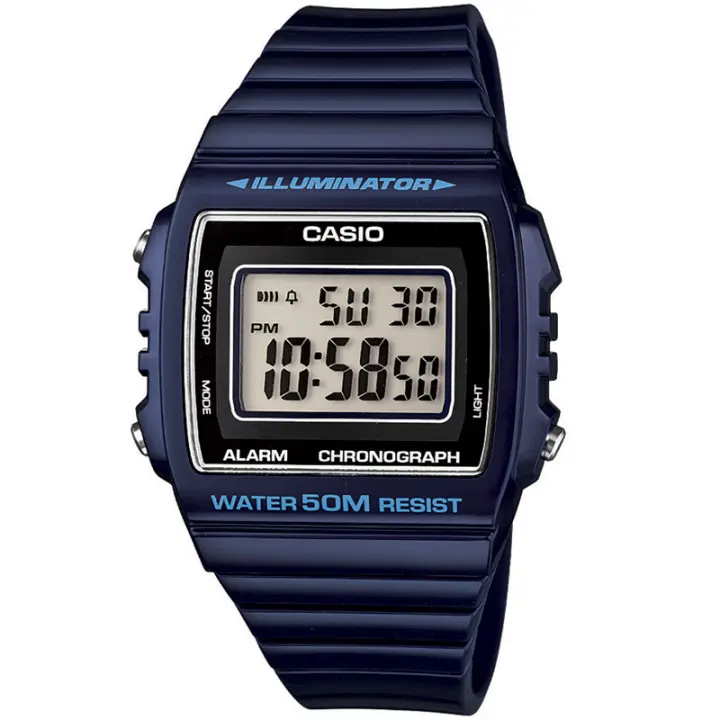 Reloj Casio W-215h-2avdf para Hombre, Azul Oscuro, Resistente Al Agua 5ATM - 1