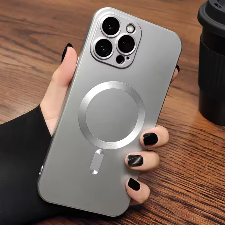 Carcasa De Carga Inalámbrica Magnética De Lujo Para iPhone 16 pro Max plus Con Protector De Lente Y Cubierta Mate Accesorios Para Teléfonos Magsafe - 1