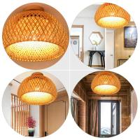 Lámpara Colgante De Paja De Bambú 30 Pulgadas Iluminación Retro Para Decoración De Habitaciones Estilo Artesanal Material De Madera - details 11