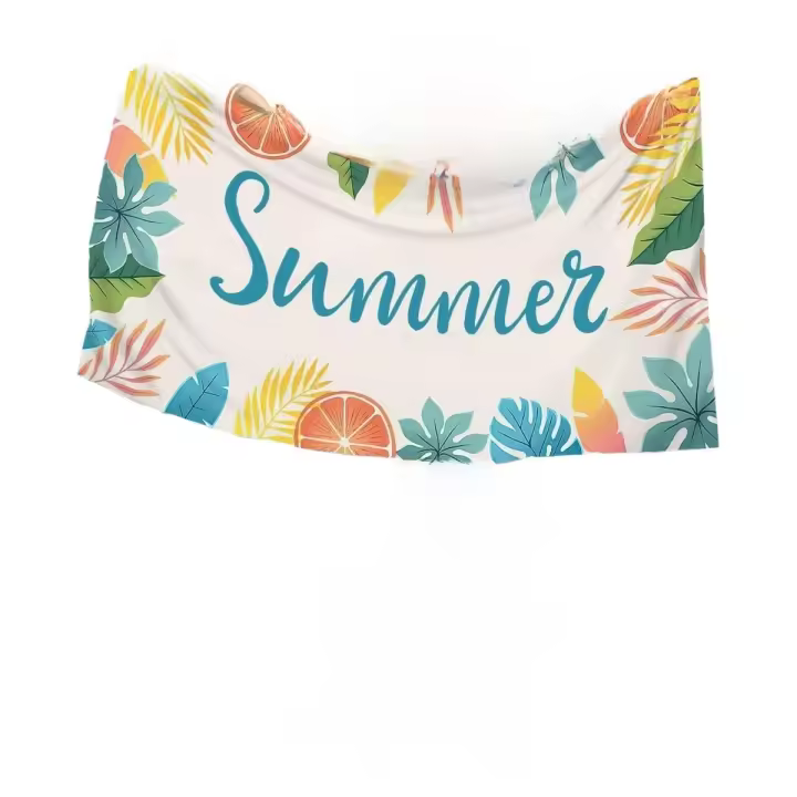 Toalla de playa grande extra grande, toalla de piscina grande de microfibra de secado rápido, patrón de hojas de fruta, ligera y compacta, adecuada para adultos, mujeres, hombres, viajes, natación, baño - 1