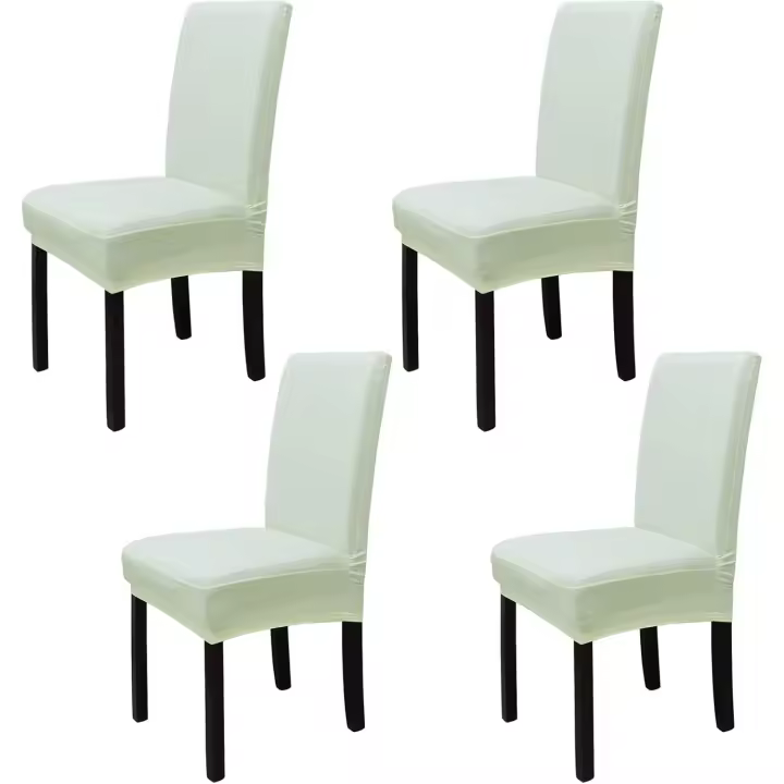 Funda de silla moderna elástica de 4 piezas, fundas de silla elásticas extraíbles lavables, funda de silla para decoración de la habitación, hotel y Wedg (beige) - 1