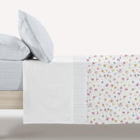 Manterol - Juego de sábanas algodón estampado decora floral. Calidad 100% Algodón. Incluye bajera ajustable, encimera y fundas de almohada. Sábana de verano con diseño moderno. Transpirables y duraderas. - details 1