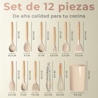RELAXTY 12 Piezas Juego de Utensilios de Cocina de Silicona con Mangos de Madera - Accesorios de Cocina - details 7