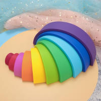 Juego De Bloques De Construcción Para Bebés 10Pcs/set En Forma De Arcoíris De Silicona BPA Libre Juguetes Educativos Montessori Para Masticar Y Aprender - details 17