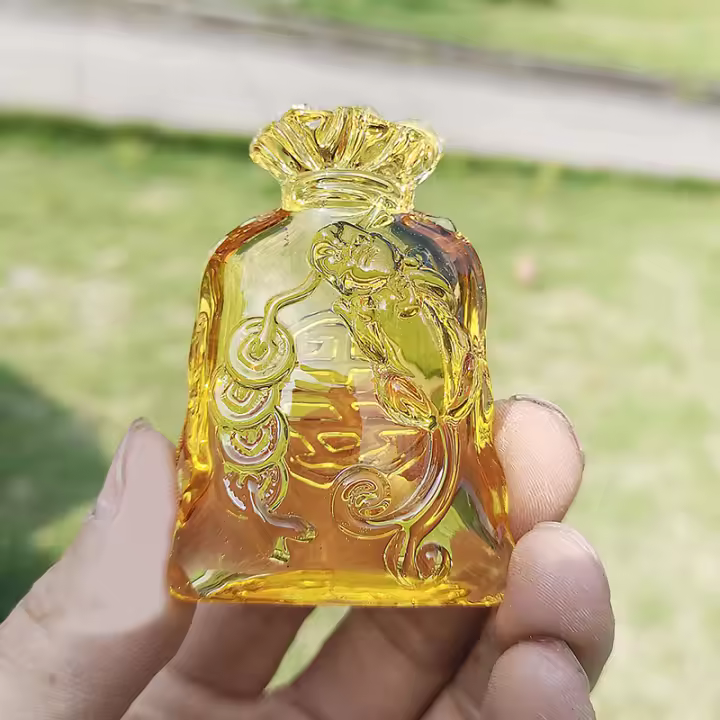 Adorno De Bolsa De Dinero Citrino Ornamento De Coincidencia De Suerte Feng Shui Para Oficina Y Sala De Estar Decoración De Mesa De Cristal Colorido - 1