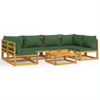 VIDAXL set de sofás y mesa para jardín de 7 piezas fabricado en madera de acacia con cojines color verde vida xl - 1