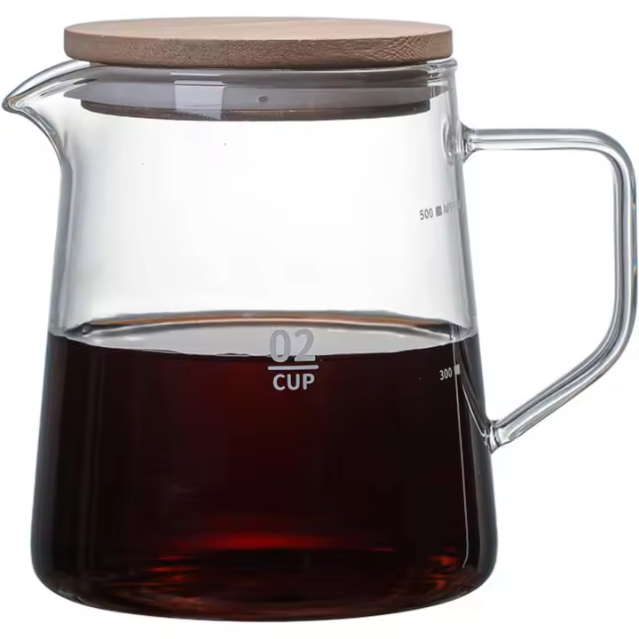 Jarra de café de vidrio con tapa, jarra de vidrio aislada, jarra de café transparente aislada para jugo, té, café y agua (500 ml) - 1
