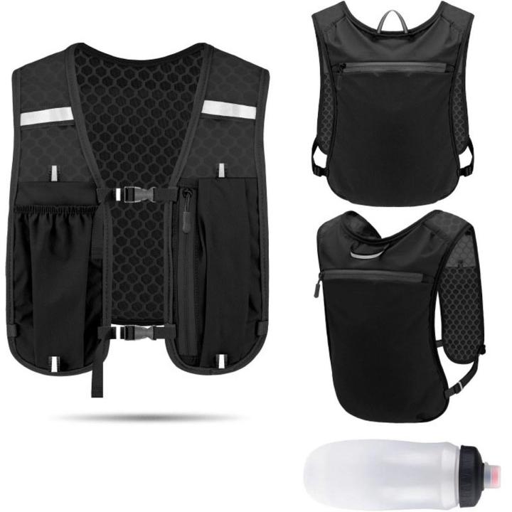 Om Home Chaleco de hidratación para hombre y mujer - Incluye botella de agua de 550 ml - Chaleco ajustable para correr - Chaleco ligero y transpirable - Chaleco de hidratación con múltiples bolsillos para correr - Adecuado para ciclismo, running, senderis