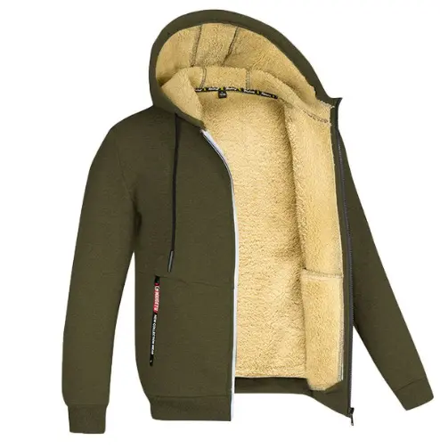 Nueva Chaqueta De Piel De Oveja Para Hombres 2024 Con Forro De Terciopelo Grueso Para Otoño E Invierno Ropa Deportiva Con Capucha Casual Cardigan Cálido - 1