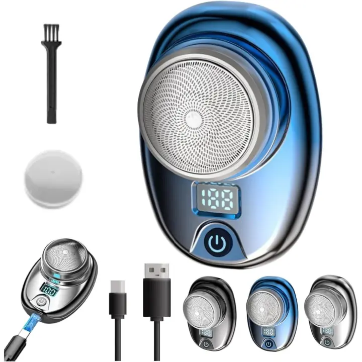 Afeitadora Berbiget, miniafeitadora Berbiget, afeitadora eléctrica Berbiget, miniafeitadora eléctrica de bolsillo, impermeable, lavable, portátil, afeitadora eléctrica en seco y húmedo para hombres (azul) - 1