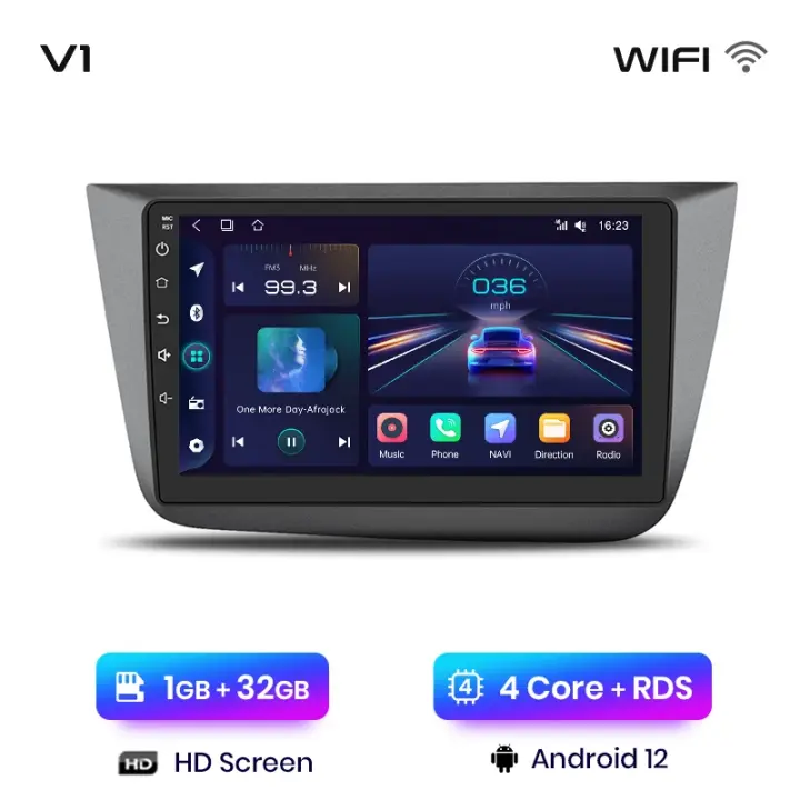 Junsun Android 13 Radio Estéreo para Seat Altea 2004 2005 2006 2007 2008 2009 2010 2011 2012 2013 2014 2015 y Toledo 2004 2005-2009 Unidad Principal de Coche con CarPlay Inalámbrico Integrado para Apple y Android Auto con Navegación GPS DSP y Bluetooth - 1